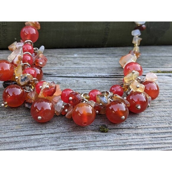 Vintage Carnelian & Quartz Demi Parure Set // Southwestern Necklace and Bracelet - Picture 4 of 10